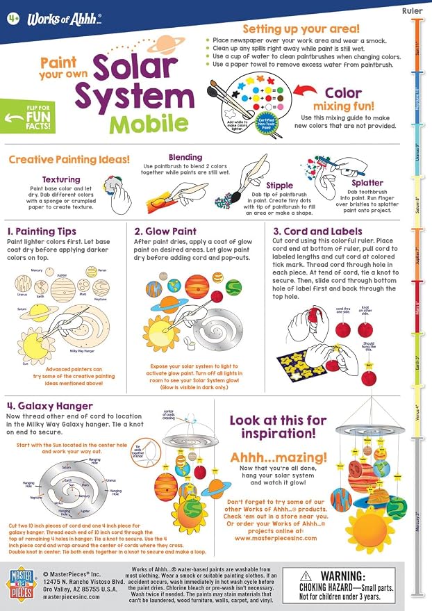 Works of Ahhh... Craft Set - Solar System Mobile Classic Wood Paint Kit