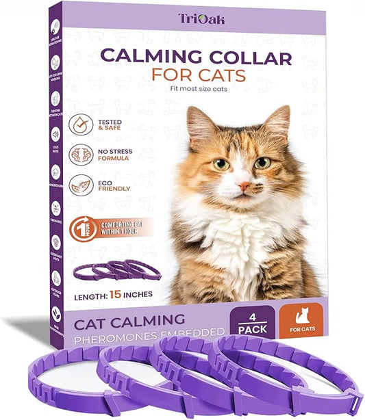 Pheromone Calming Collar for Cats: Breakaway Cat Calming Collar for Anxiety, Separation Stress, Multicat Aggression, Spraying, Meowing - for Indoor Use, Moving & Travel (M Purple)