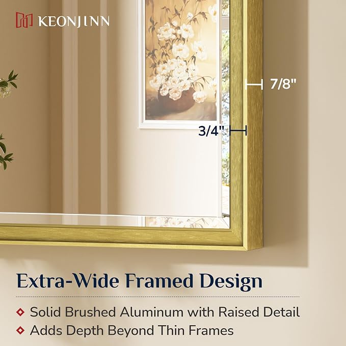 Keonjinn 24" x 36" Brushed Gold Bathroom Mirrors