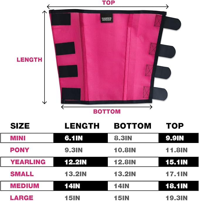 Harrison Howard Loose Fitting Fly Boots UV-Protective Extra Tough Mesh Ventilated Four Fasteners Stay-on Design Protect Horse Legs & Stomp-Reducing Set of 4 Magenta Small