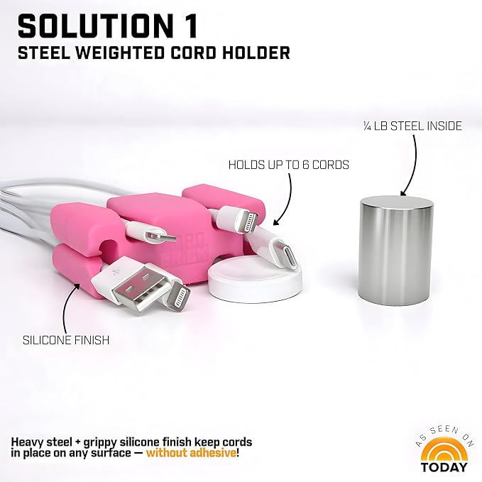 CordBrick 4PK Silicone & Steel Weighted Cord Holders for Bedside. Travel Phone Cable Organizers. Multiuse iPhone Accessories. Small Gifts for Him, College Student. Tech Gadgets for Teenagers. Aqua
