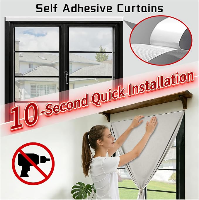 Self-Adhesive Complete 100% Blackout Curtain