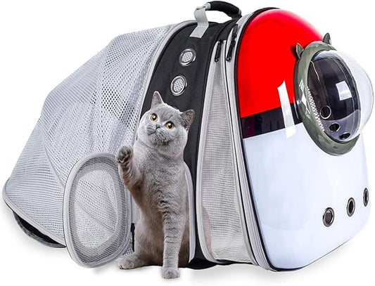 Dual Expandable Cat Backpack Front & Back Extension Pet Backpack Carrier, Fit up to 20 lbs, Bubble Capsule Dog Backpack Travel, Hiking & Outdoor