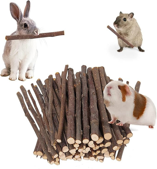 700g Apple Sticks Molar Wood Treats, Rabbit Toys Chinchilla Guinea Pig Bunny Toys Wood Chews Sticks for Teeth Rabbit Food Guinea Pig Hamster Gerbil Chews Small Animals Snacks(200 Pcs)