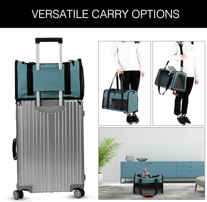 Cat Carrier - Portable Foldable Dog Pet Carrier, Soft-Sided Pet Bag up to 28 Lbs, Airline Approved Travel Puppy Carrier