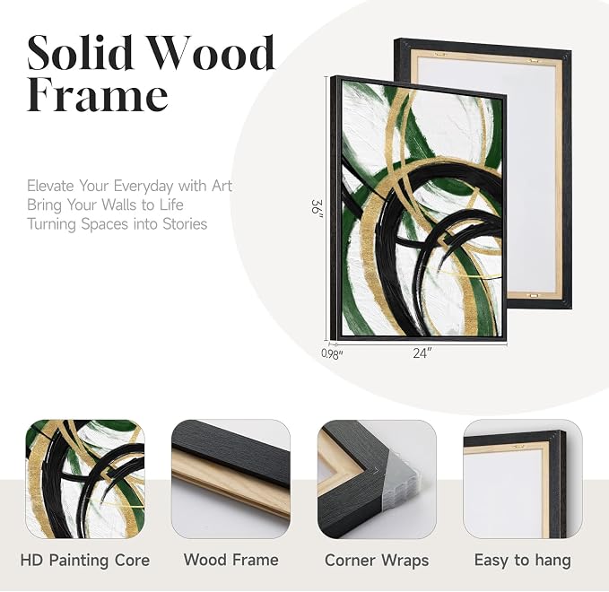 Framed Green Abstract Wall Art Set of 2