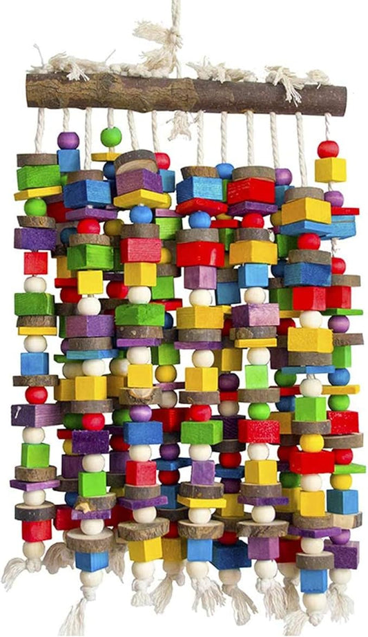 Deloky Extra Large Bird Parrot Chewing Toy-Multicolored Natural Wooden Blocks Bird Tearing Toys Suggested for Macaws Cockatoos,African Grey and a Variety of Amazon Parrots(X- Large)