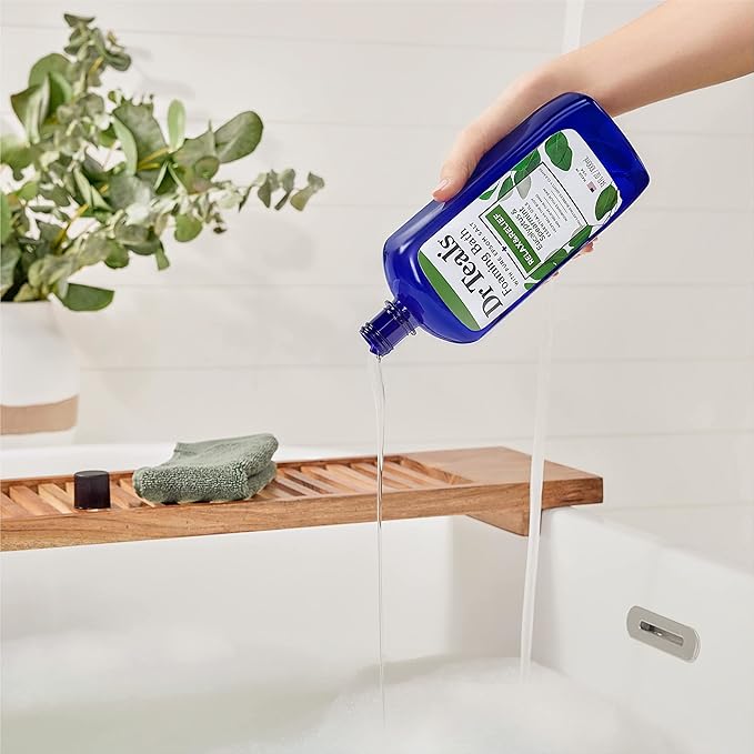 Dr Teal's Foaming Bath with Pure Epsom Salt, Relax & Relief with Eucalyptus & Spearmint, 34 fl oz (Pack of 4)