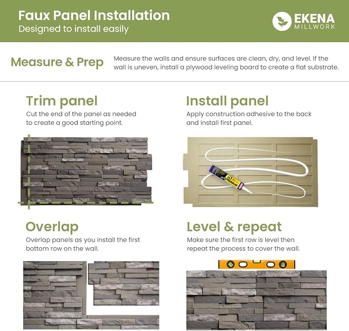 EverStone Herringbone Faux Brick Panel, 46 1/2"W x 25 1/4"H x 1"D, Antique