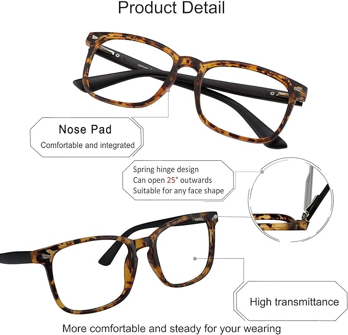 YEIN Bifocal Reading Glasses with Blue Light Blocking Lenses, Bifocal Reader for Women and Men, Vintage Square frame with Spring Hinge (+0.00/+1.75 magnification)