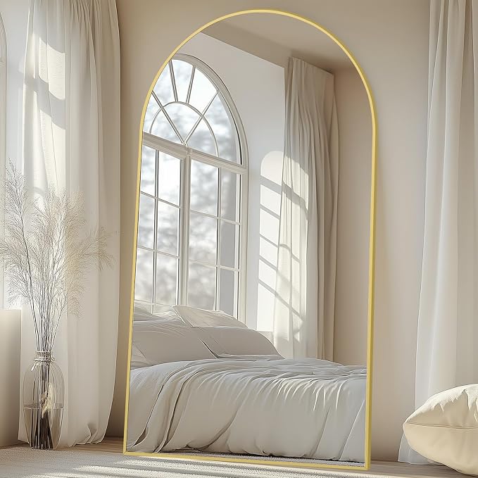 Oversized Floor Mirror Full Length 82"X44", Extra Large Arched Full Length