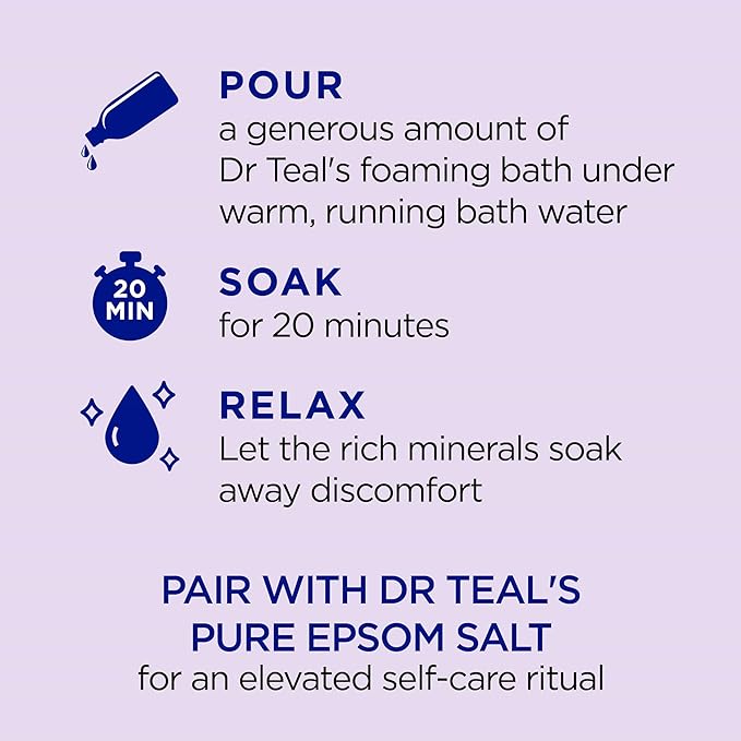 Dr Teal's Foaming Bath with Pure Epsom Salt, Soothe & Sleep with Lavender, 34 fl oz (Pack of 4)