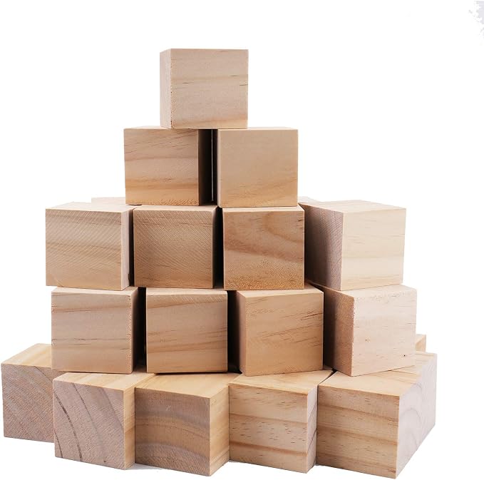 Tosnail 30 Pack 2 Inches Unfinished Wooden Cubes Wooden Blocks - Great for Crafts Making