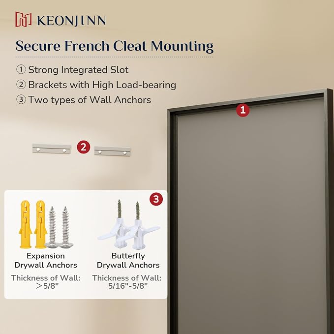 Keonjinn 72" x 36" Large Black Bathroom Vanity Mirror, Brushed Black Framed