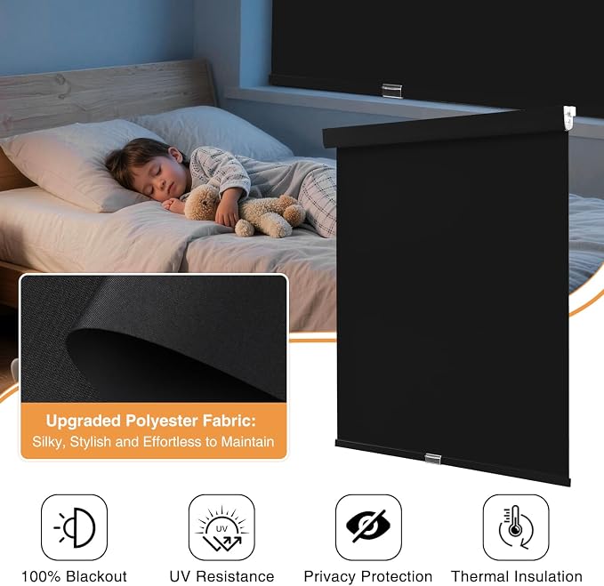 AOSKY No Drill Cordless Blackout Roller Shades