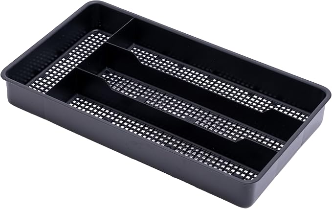 Dial Industries Small Cutlery, Utensil, Silverware Kitchen Drawer Organizer Tray, Black