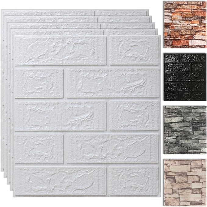 10PCS 3D Wall Panels Peel and Stick Foam, Self-Adhesive Decorative 3D Brick