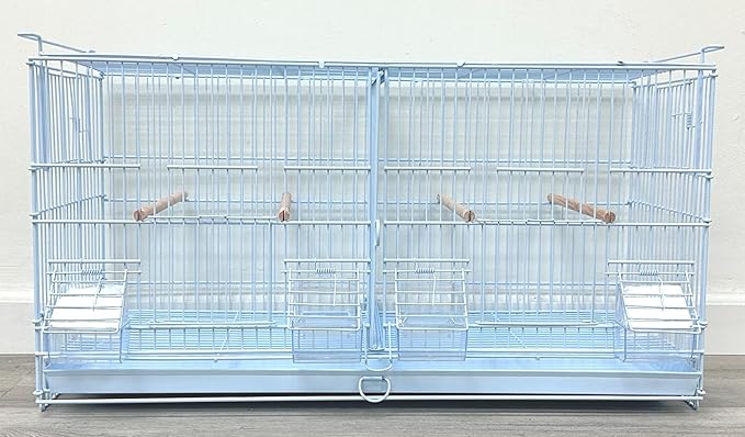 Combo: White Lot of 4 Stack & Lock Breeder Bird Flight Parrot Cages Side Breeding Nest Box Door Removable Divider with Removable Rolling Stand