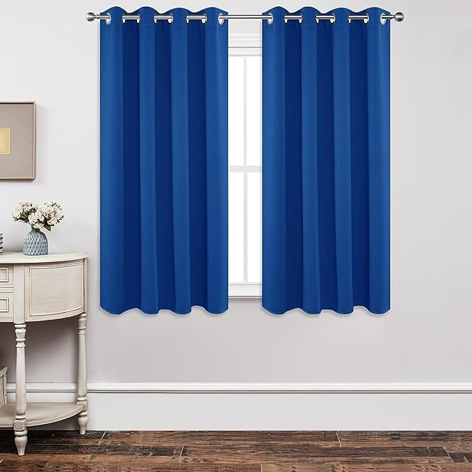 Joydeco Blackout Curtains 63 inch Length 2 Panels Set, Thermal Insulated Long Curtains & Drapes 2 Burg, Room Darkening Grommet Drapes for Bedroom Living Room Windows (W42 x L63 Inch, Royal Blue)