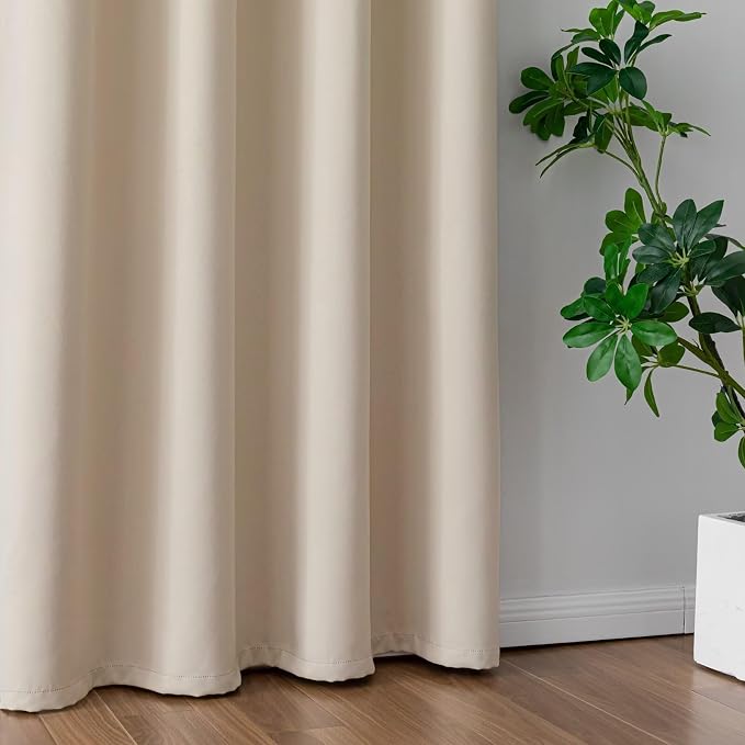 IGEMAEVE Beige Curtains 84 Inch Length 2 Panels Set, Light Filtering Curtains
