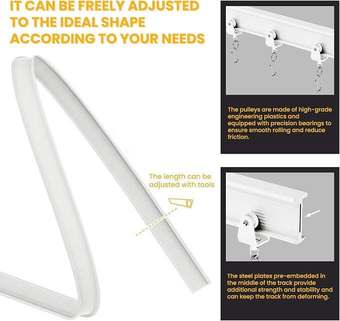 Room Divider Curtain Sets with Flexible Ceiling Track, Privacy Soundproof