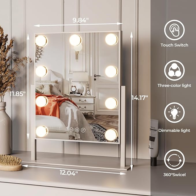 ZL ZELing Vanity Mirror with Lights, Makeup Mirror with Lights, Light up
