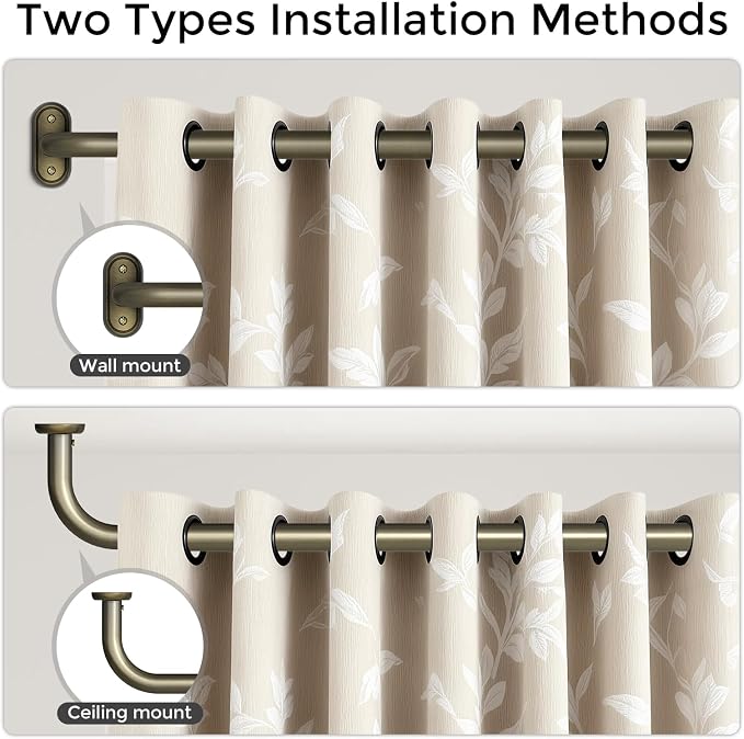 2 Pack Curtain Rods 32-46 Inch, Antique Bronze Wrap Around Blackout Curtain Rods