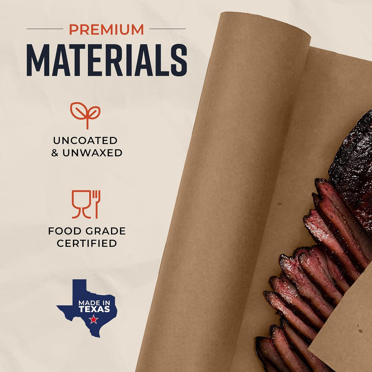 Brown Kraft Butcher Paper Roll - 18 Inch x 100 Feet - USA Made - Food-Grade Paper for Wrapping and Smoking Meat, BBQ, Grilling, Perfect Brisket Crust - Durable, Unbleached, Uncoated & Unwaxed