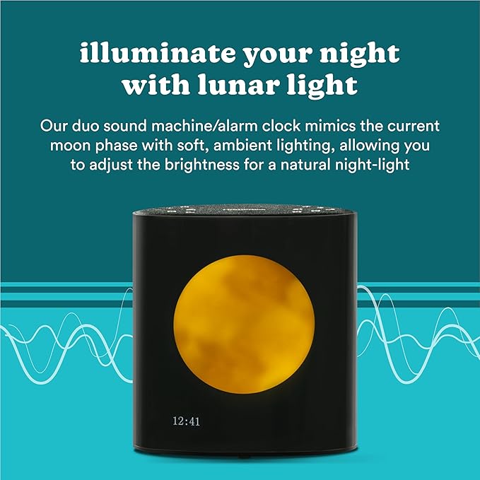 Homedics Sound Sleep Moon Dream Sound Machine and Alarm Clock, Enhance Sleep,18 Soothing Sounds, Lunar Display, Bluetooth® Connectivity Speaker, and Adjustable Brightness