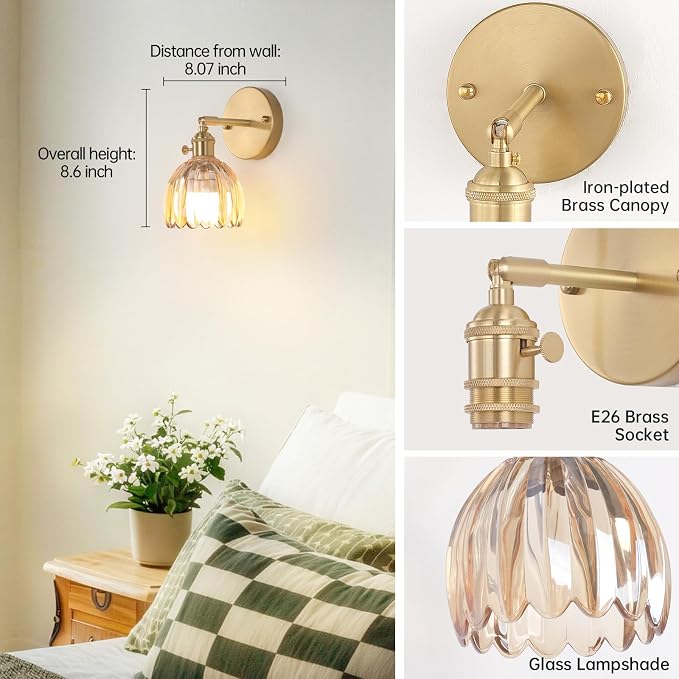 Shenmoyl Vintage Battery Operated Wall Sconce