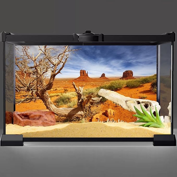 AWERT 72x24 inches Reptile Habitat Background Orange Desert Terrarium Background Durable Polyester Background