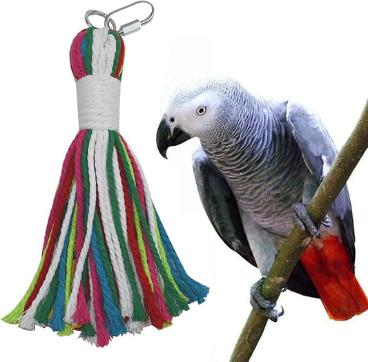 ASOCEA Pet Bird Parrot Colorful Cotton Rope Bite Chew Cage Hanging Toys for Cockatiels Macaws Parrots Small Medium Large Birds Parrots Cage Toys
