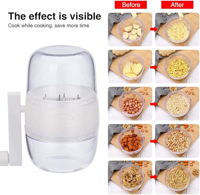 Nut Chopper Manual Nut Grinder Hand Crank For All Nuts Walnut Pecans, Hand Held Food Shredder Cutter Mincer Food Shredder Tool for Vegetables Fruits Nuts(COLOR:White)