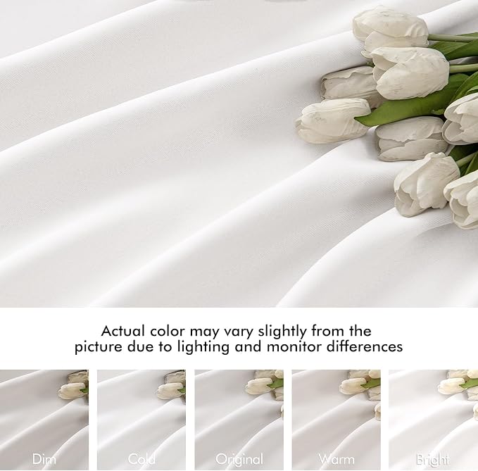 MIULEE Pure White Back Tab Blackout Curtains 102 Inch Long 2 Panels Set