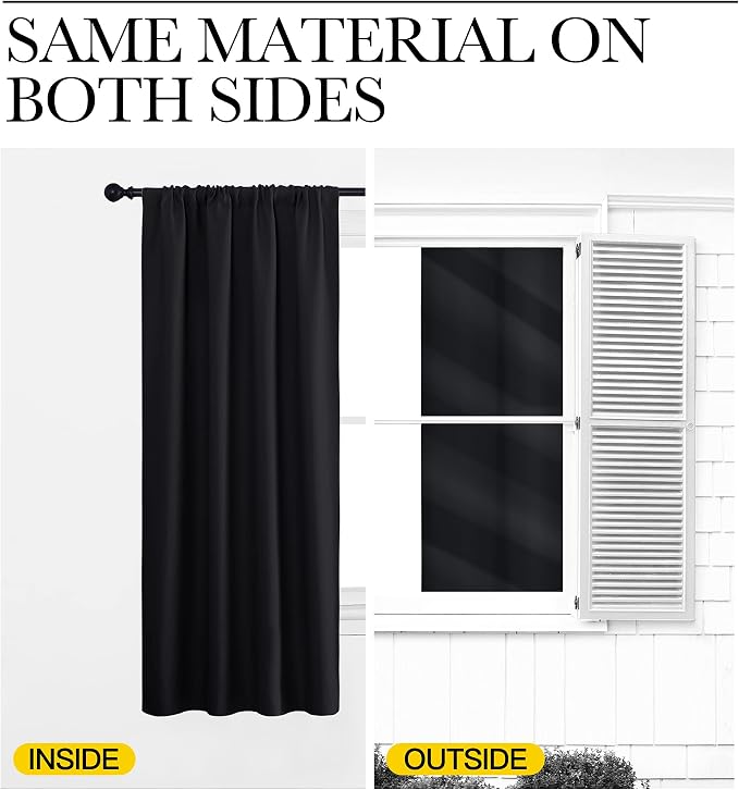 NICETOWN Black Out Short Curtain Panels