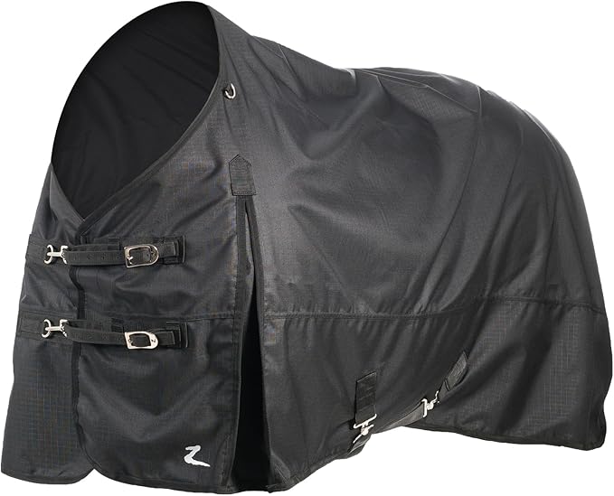 HORZE Nevada Heavy Weight 1200D Waterproof Horse Winter Turnout Blanket (400g Fill) - Black - 69 in