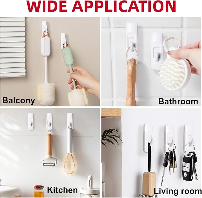 Utility Wall Hooks for Hanging Large 10 Hooks, Damage Free Hanging Wall Hooks