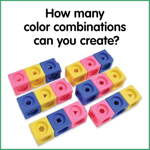 edxeducation Math Cubes, Set of 100 Counting Blocks, 5 Shapes and 10 Colors | Math Manipulatives for Preschool & Kindergarten