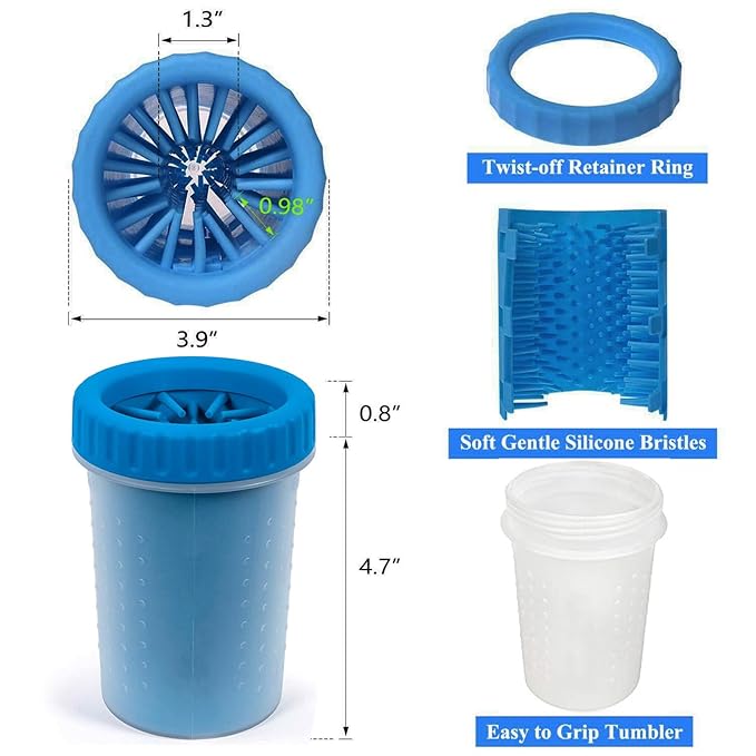 2 Pack Portable Dog Paw Cleaner, Washer, Buddy Muddy Pet Foot Cleaner for Medium Breed Dogs and Cats, Blue