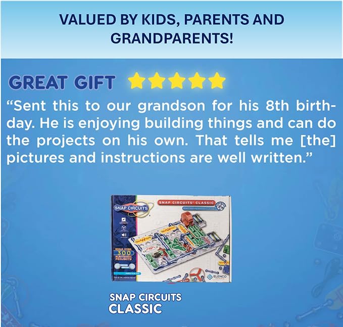 Snap Circuits Classic SC-300 Electronics Exploration Kit | Over 300 Projects | Full Color Manual Parts | STEM Educational Toy for Kids 8+ 2.3 x 13.6 x 19.3 inches