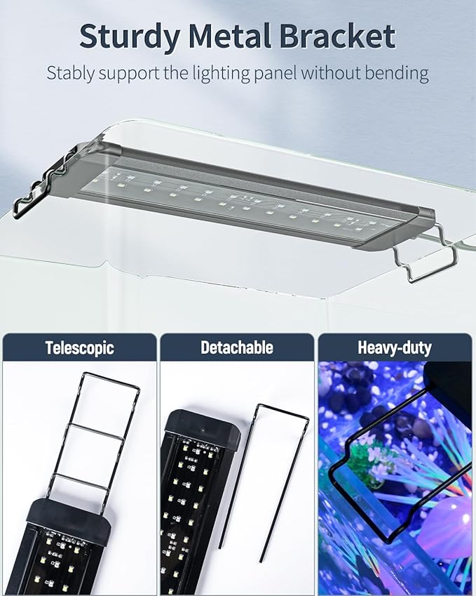 Pawfly 11W Aquarium LED Light for 12 to 18 Inch Fish Tanks Extendable Fish Tank Light with Full Spectrum Brilliant White Blue Red Lights with Daytime & Night Modes and Adjustable Brightness