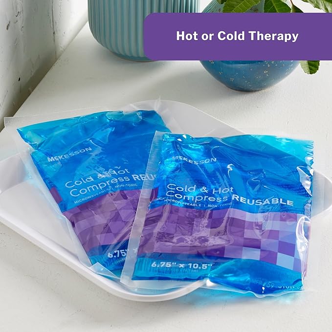 McKesson Cold and Hot Compress Reusable [24 Pack] Gel Ice Hot Packs for Injuries, 6.75 in x 10.5 in