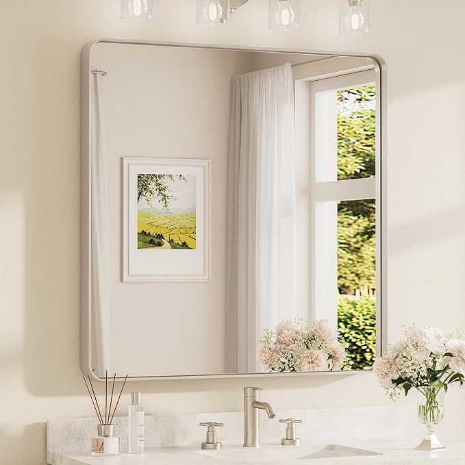 TETOTE Brushed Nickel Mirror 36 x 36 Inch