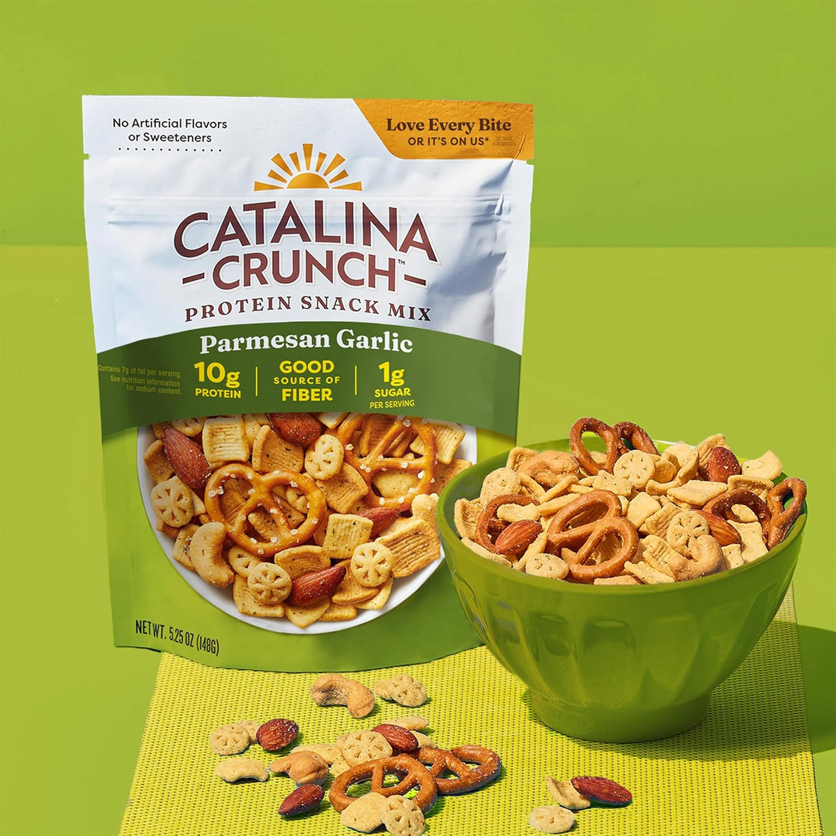 Catalina Crunch Protein Snack Mix - 10g Protein, 1g Sugar per Serving - Good Source of Fiber, Gluten Free - Parmesan Garlic, 5.25 Ounce Bag (Pack of 1) - Packaging May Vary