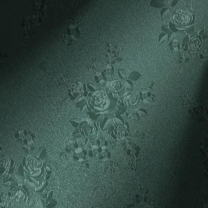 Erfoni 118"x17.7" Dark Green Wallpaper Thicken Floral Embossed Contact Paper