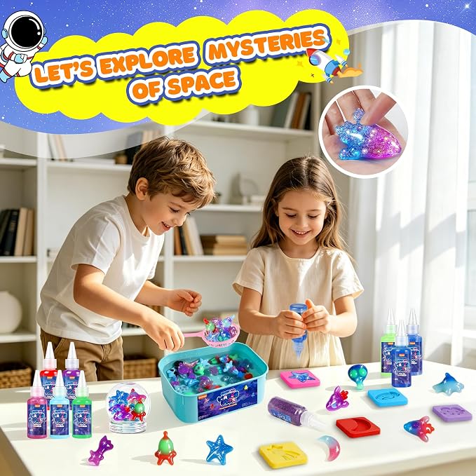 URMYWO Aqua Fairy Water Gel Kit, Magic Water Elf Toy Kit | Water Pets,Space DIY Squishy Maker Set,12 Gels & 12 Molds,Make Your Own Squishies Toys,Party Favors Birthday Gifts for Kids