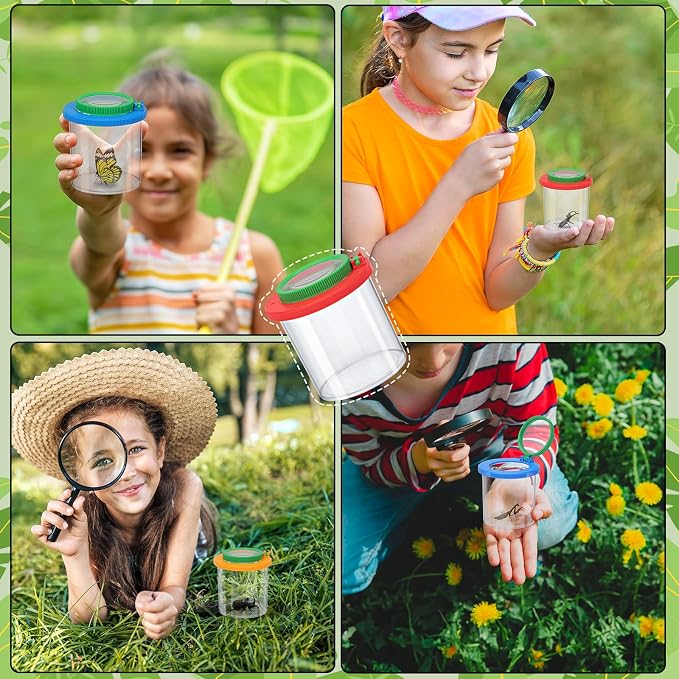 Coopay 6 Pcs Insect Bug Viewer for Kids - Bug Jars, Critter Insect Cage, Bug Container, Bug Catcher, Magnifying Insect Box for Children, Kids Science Nature Exploration Collecting Kit