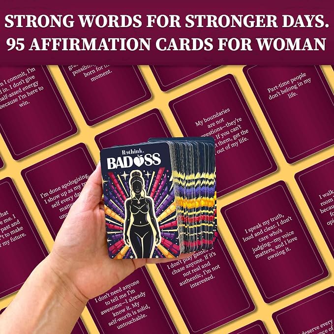 QUOKKA Badass Affirmation Cards for Women – 95 Fierce Daily Motivational Messages to Awaken Power, Boost Confidence, and Uplift Mindset – Self Care and Mental Strength Gift for Her