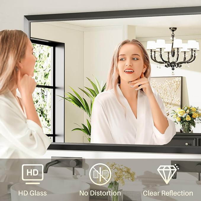 Briivue 60x40 Inch Black Bathroom Mirror