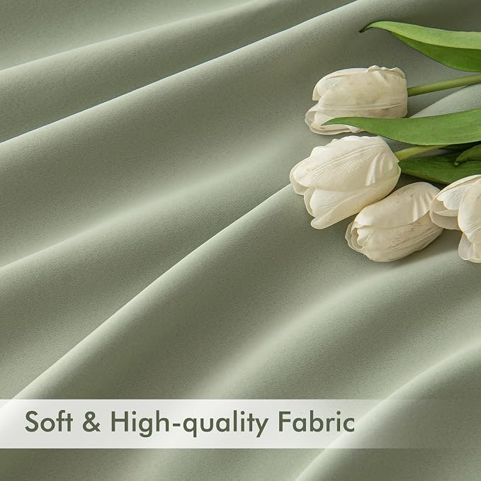 MIULEE Back Tab Sage Green Curtains 90 Inch Long 2 Panels Set